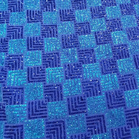 MSK Evening Collection 2 tone Blue Glitter short sleeve top S Iridescent glitter - Picture 8 of 8